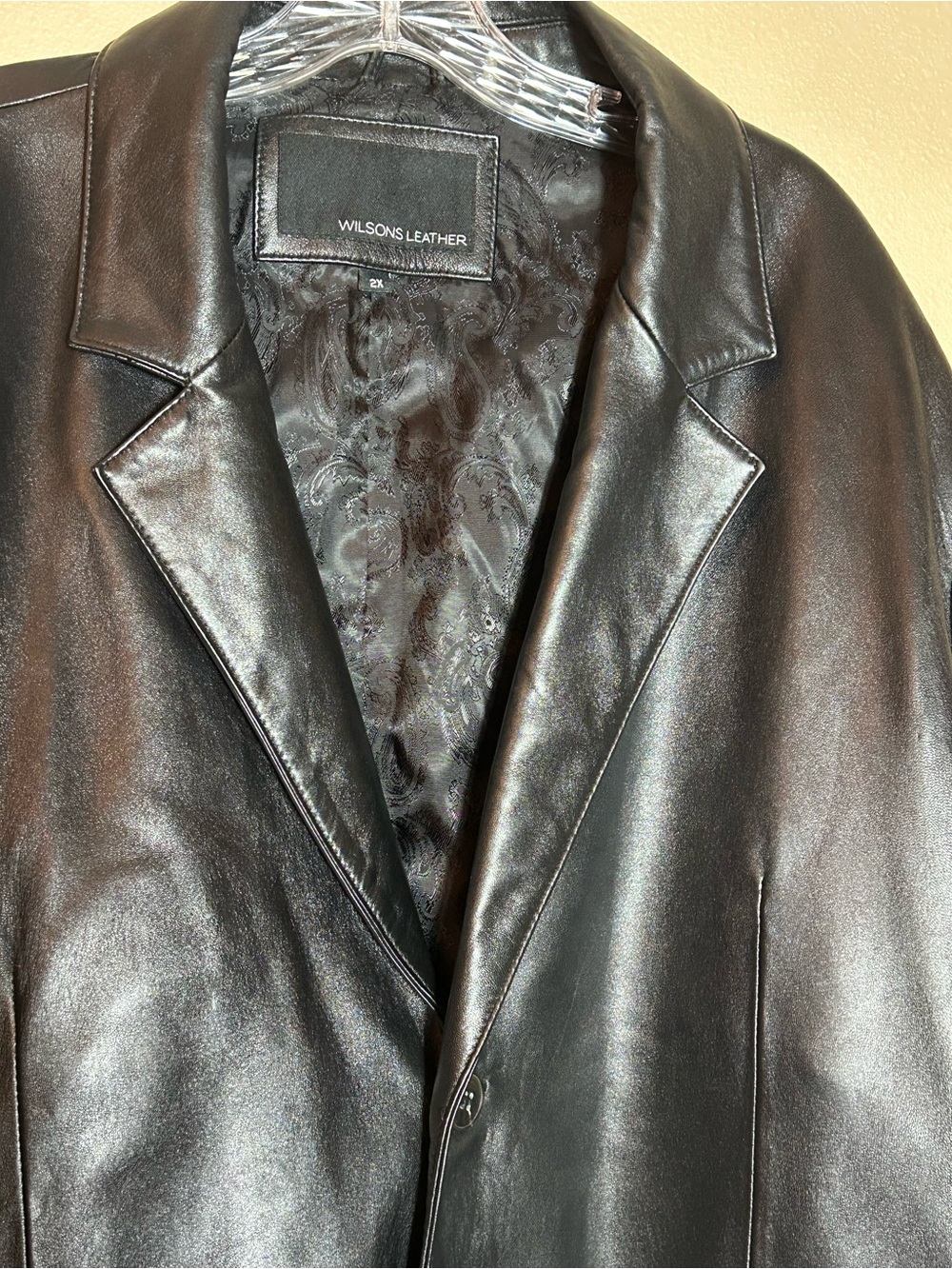 Wilson’s Leather Men’s 2 Button Leather Blazer Jacket, Black, Size 2X, Like New! - Picture 3 of 16